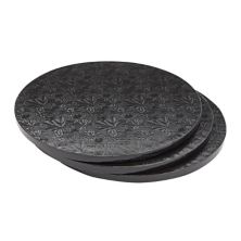 12 Inch Black Cake Drum Set for Baking Supplies, Round Cake Boards for Desserts, 3 Pack Juvale