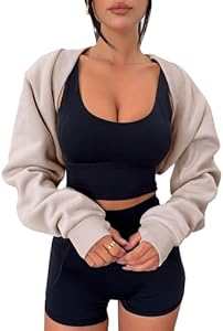 Женский Кардиган Zwurew Bolero Рукав Long Sleeve Cropped Sweatshirt с Отверстиями для Пальцев 2024 Zwurew