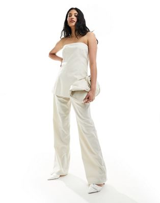 Кремовые льняные широкие брюки на заказ 4th & Reckless — часть комплекта 4TH & RECKLESS