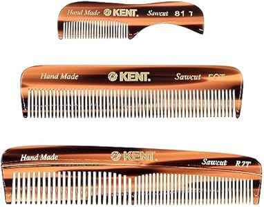 Kent Men's Beard Grooming Kit - Handmade Pocket Comb Set for Travel and Home Care, Mustache and Beard Combs Kent