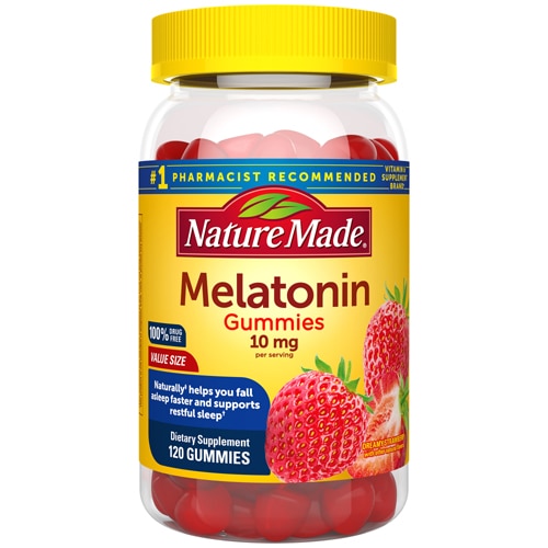 Мелатонин Клубника — 10 мг — 120 жевательных конфет Nature Made