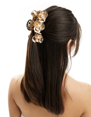 Заколка для волос ASOS DESIGN с изысканным цветочным узором золотистого цвета ASOS DESIGN