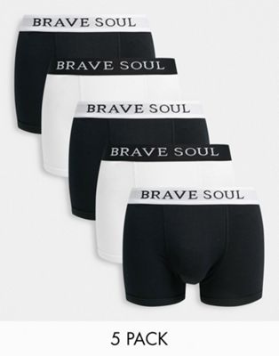 Комплект из 5 боксеров Brave Soul в черно-белом цвете Brave Soul