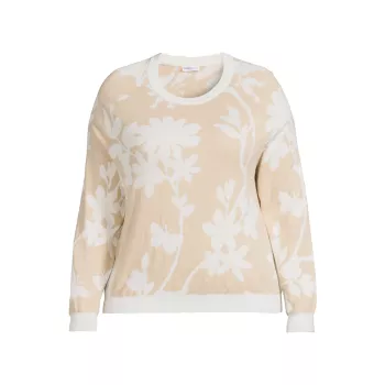 Floral Cotton-Blend Crewneck Sweater Minnie Rose