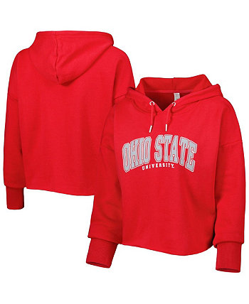 Women's Scarlet Ohio State Buckeyes Core University Cropped French Terry Pullover Hoodie ZooZatz