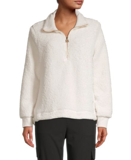Плюшевый пуловер с застежкой-молнией Calvin Klein