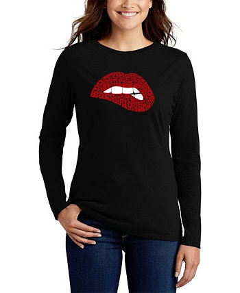 Женская футболка Word Art Savage Lips с длинным рукавом LA Pop Art