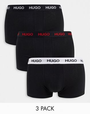 Набор из трех трусов Hugo черного цвета с логотипом на поясе HUGO Bodywear