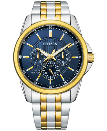 Мужские двухцветные часы с браслетом из нержавеющей стали, 42 мм Citizen