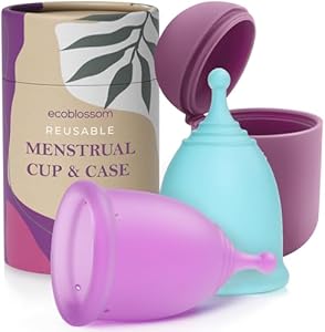 EcoBlossom Reusable Menstrual Cup Set - The Most Reliable Medical Grade Silicone Period Cups - Comfortably use for 12 Hours (2 Large Cups) EcoBlossom