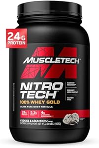 Whey Protein Powder , MuscleTech Nitro-Tech Whey Gold Protein Powder , Whey Protein Isolate Smoothie Mix , Protein Powder for Women & Men , Chocolate Protein Powder, 2 lbs (28 Serv)-package varies Muscletech