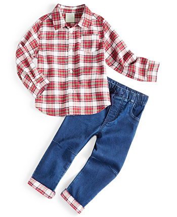 Рубашка в клетку и джинсовые брюки для маленьких мальчиков, комплект из 2 предметов, созданный для Macy's First Impressions
