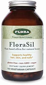 Flora FloraSil 180 Veg Capsules (Вегетарианские капсулы) - Silica Supplement with Horsetail Extract for Healthy Hair, Skin, and Nails* - Supports Collagen Formation Flora