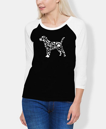 Женская футболка реглан с принтом собачьей лапы Word Art LA Pop Art