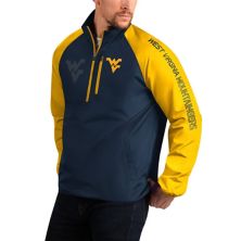 Men's G-III Sports by Carl Banks Navy West Virginia Mountaineers Point Guard Raglan Half-Zip Jacket In The Style