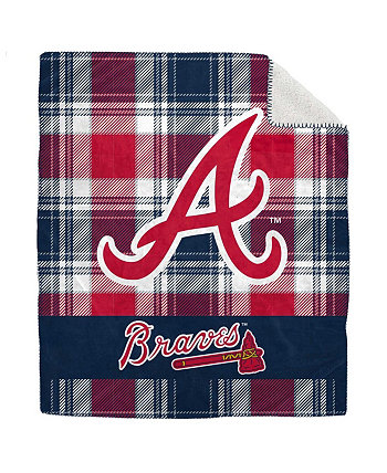 Atlanta Braves 50 x 60 дюймов фланелевое плюшевое одеяло из шерпы в клетку Pegasus Home Fashions