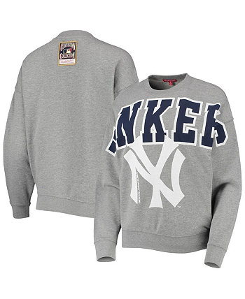 Легкий пуловер с логотипом из коллекции New York Yankees Cooperstown для женщин серого цвета с мелким принтом Mitchell & Ness