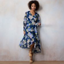 Женское шифоновое плиссированное платье макси с высоким низом и запахом LC Lauren Conrad с цветочным принтом LC Lauren Conrad
