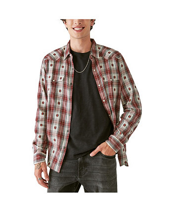 Men's Plaid Dobby Button-Down Western Shirt Lucky Brand