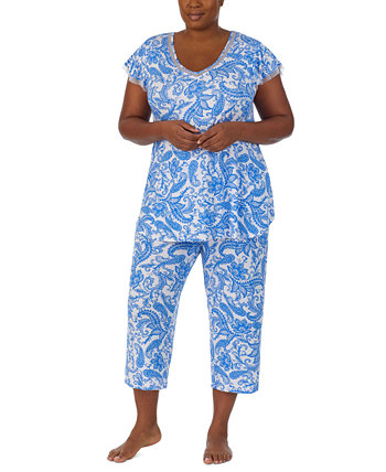 Плюс Размер 2 шт. Укороченный пижамный комплект с рисунком пейсли Ellen Tracy