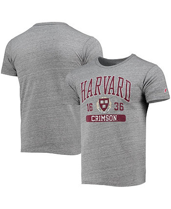 Мужская серая футболка с эффектом потертости Harvard Crimson Volume Up Tri-Blend Victory Falls League Collegiate Wear