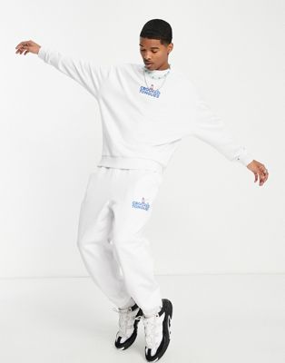 Crooked Tongues relaxed sweatpants with gnome logo print in white Crooked Tongues