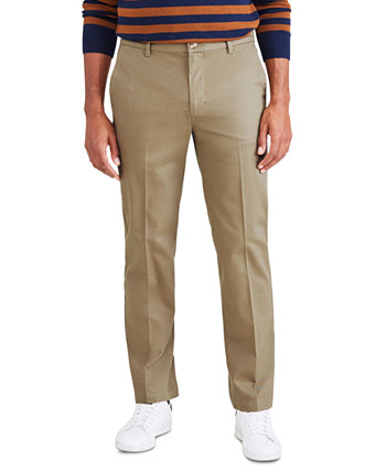Мужские фирменные брюки прямого кроя цвета хаки без железа с защитой от пятен Dockers