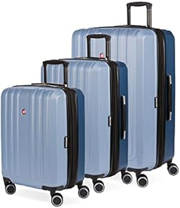 SwissGear Duet Hardside Expandable Luggage with Spinner Wheels, Black/White, 3-Piece Set (19/24/28) SwissGear