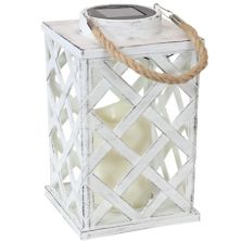 Sunnydaze Modern Crosshatch Outdoor Solar LED Candle Lantern - 9-дюймовый - белый Sunnydaze Decor