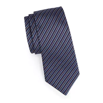 Шелковый жаккардовый галстук в диагональную полоску Emporio Armani