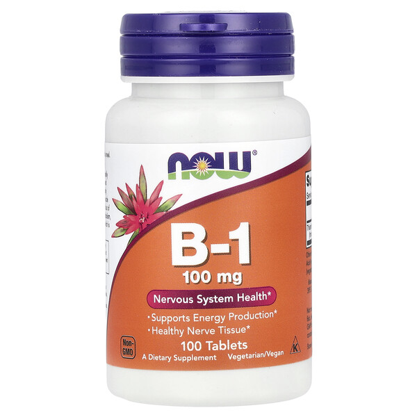 B-1, 100 мг, 100 таблеток - NOW Foods NOW Foods