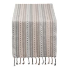 14&#34; x 108&#34; Beige  Brown  and Gray Rectangular Home Essentials Natural Tonal Stripe With Fringe Table Runner Contemporary Home Living