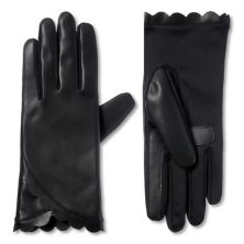 Женские короткие перчатки из эластичной искусственной кожи с изотоником и рюшами для сенсорного экрана ISOTONER