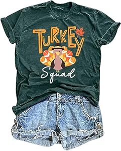 hohololo Thanksgiving T Shirt Women Funny Turkey Graphic Print Shirts Thanksgiving Gift Thankful Short Sleeve Tee Tops Hohololo