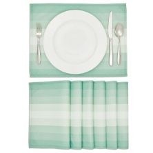 Set of 6 Placemats 13 x 17 in, Green Ombre Washable Place Mats for Kitchen & Dining Table Decoration Farmlyn Creek