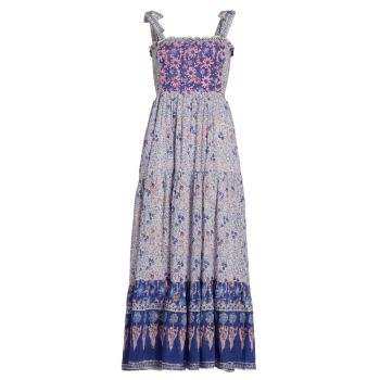 Платье миди со сборками из шелковой смеси с цветочным принтом Bell