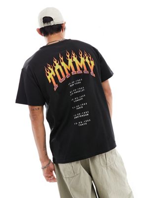 Черная непринужденная винтажная футболка с пламенем Tommy Jeans Tommy Jeans