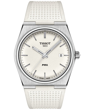 Мужские швейцарские автоматические часы PRX с белым каучуковым ремешком 40 мм Tissot