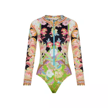Floral Long-Sleeve Paddlesuit Camilla