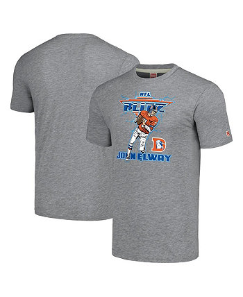 Мужская серая футболка John Elway Denver Broncos NFL Blitz Retired Player Tri-Blend Homage