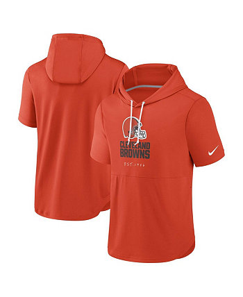 Men's Orange Cleveland Browns Short Sleeve Pullover Hoodie Nike