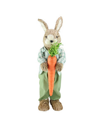 19-дюймовая весенняя фигурка кролика из сизаля с морковью Northlight