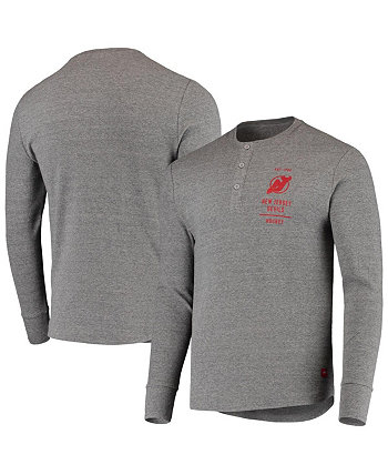 Men's Heathered Gray New Jersey Devils Campbell Henley Long Sleeve T-shirt Sportiqe