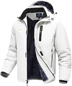 TBMPOY Men's Winter Ski Jacket Waterproof Warm Snow Insulated Coat Fleece Lined Snowboard Hooded Raincoat TBMPOY