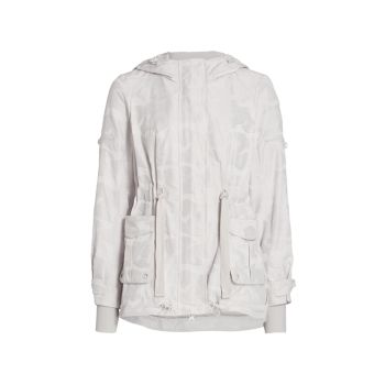 Camo-Print Hooded Anorak Jacket Blanc Noir