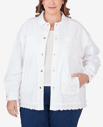 Саржевая куртка больших размеров на кнопках спереди с бахромой Ruby Rd.
