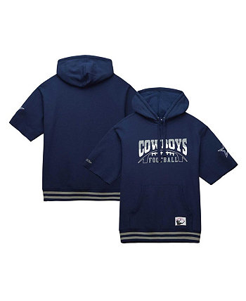 Мужской темно-синий пуловер с капюшоном с короткими рукавами Dallas Cowboys Pre-Game Mitchell & Ness