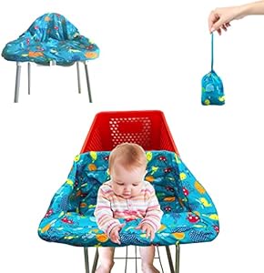 Pozico Shopping Cart Cover for Baby or High Chair Cover,Baby Shopping Cart Cover Machine Washable/Free Portable Cloth Bag-Blue Baby Elephant Pozico