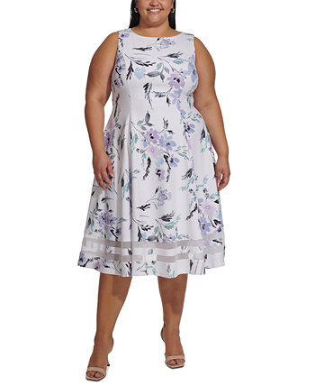 Платье миди без рукавов с сетчатым подолом больших размеров Calvin Klein
