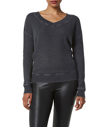 Женский легкий пуловер вафельного цвета с v-образным вырезом Marc New York